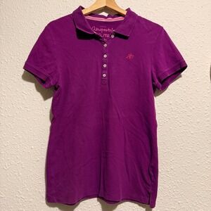 Aeropostale Womens XL Y2K Pink Pique Polo Shirt Short Sleeve Collared Button